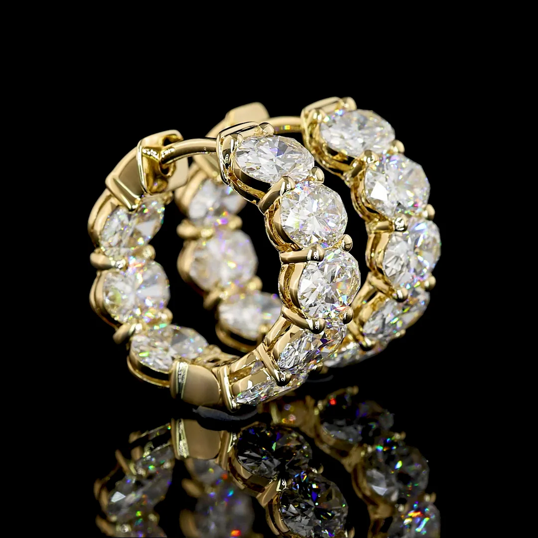 4.33 Cts 14k Yellow Gold Oval Shape Huggies Earring