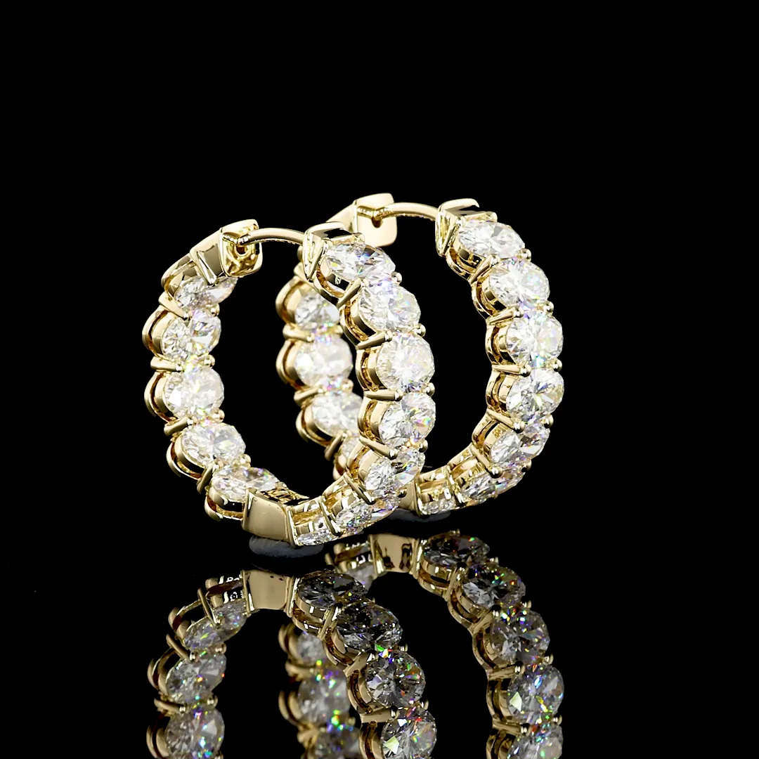 6.61 Cts 14k Yellow Gold Oval Shape Huggies Earring