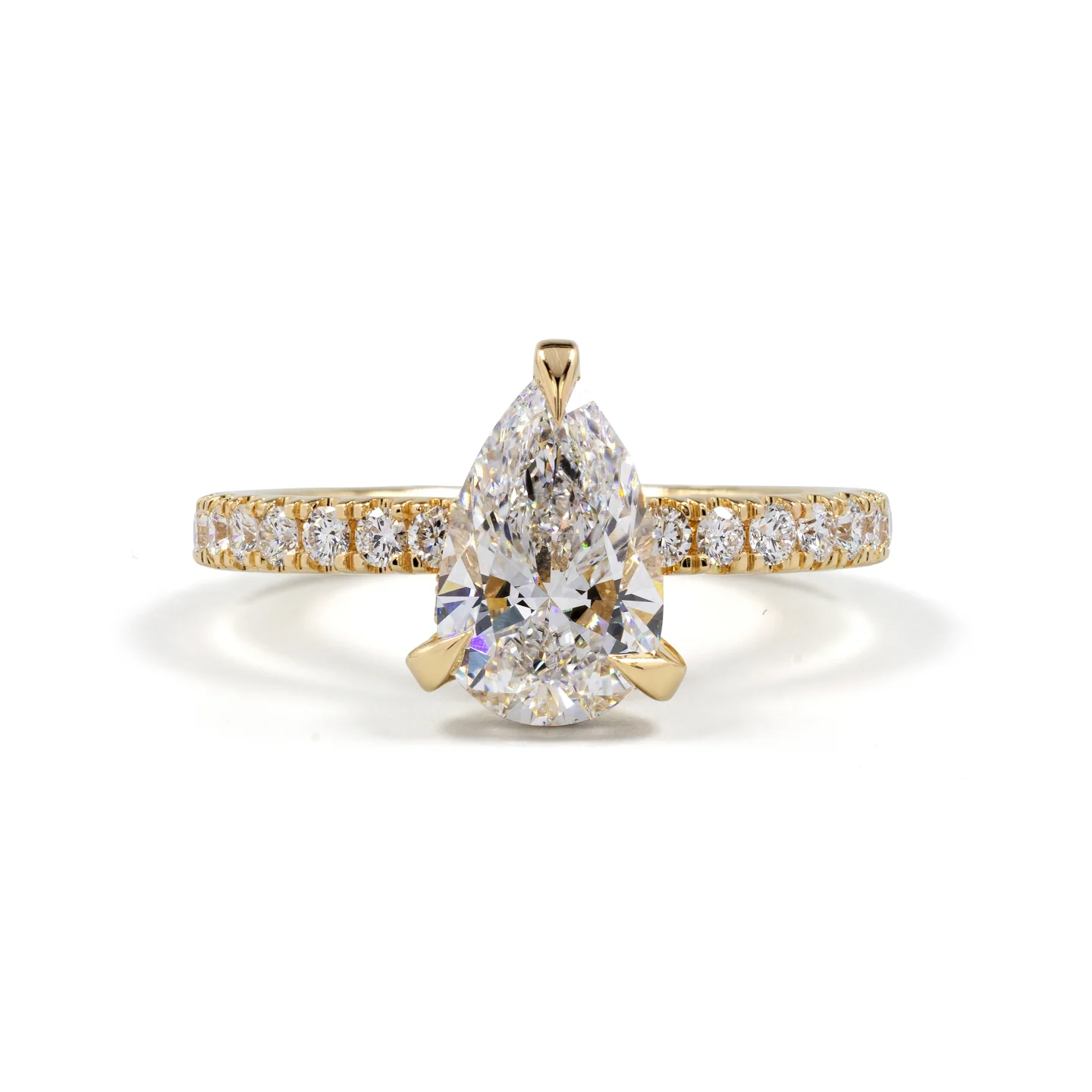 3.95 Cts 14k Yellow Gold Pear Shape Hidden Halo Ring