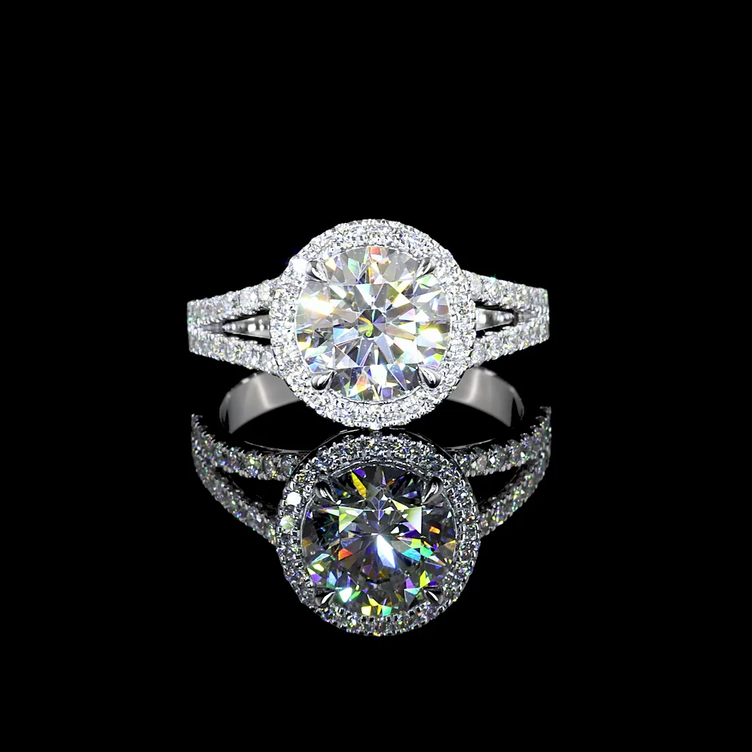 3.68 Cts 14k White Gold Round Shape Split Shank Ring