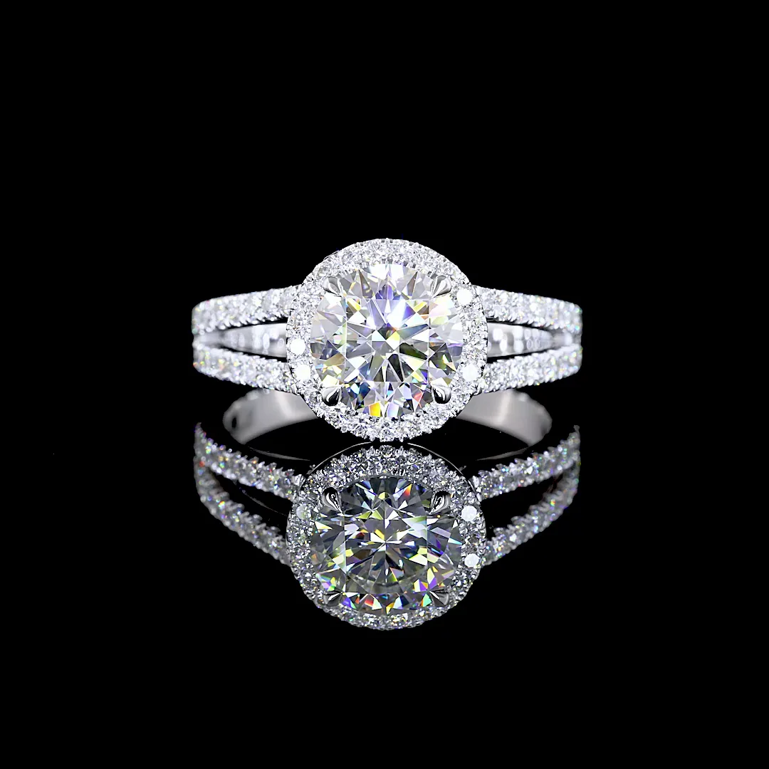 1.42 Cts 14k White Gold Round Shape Split Shank Ring