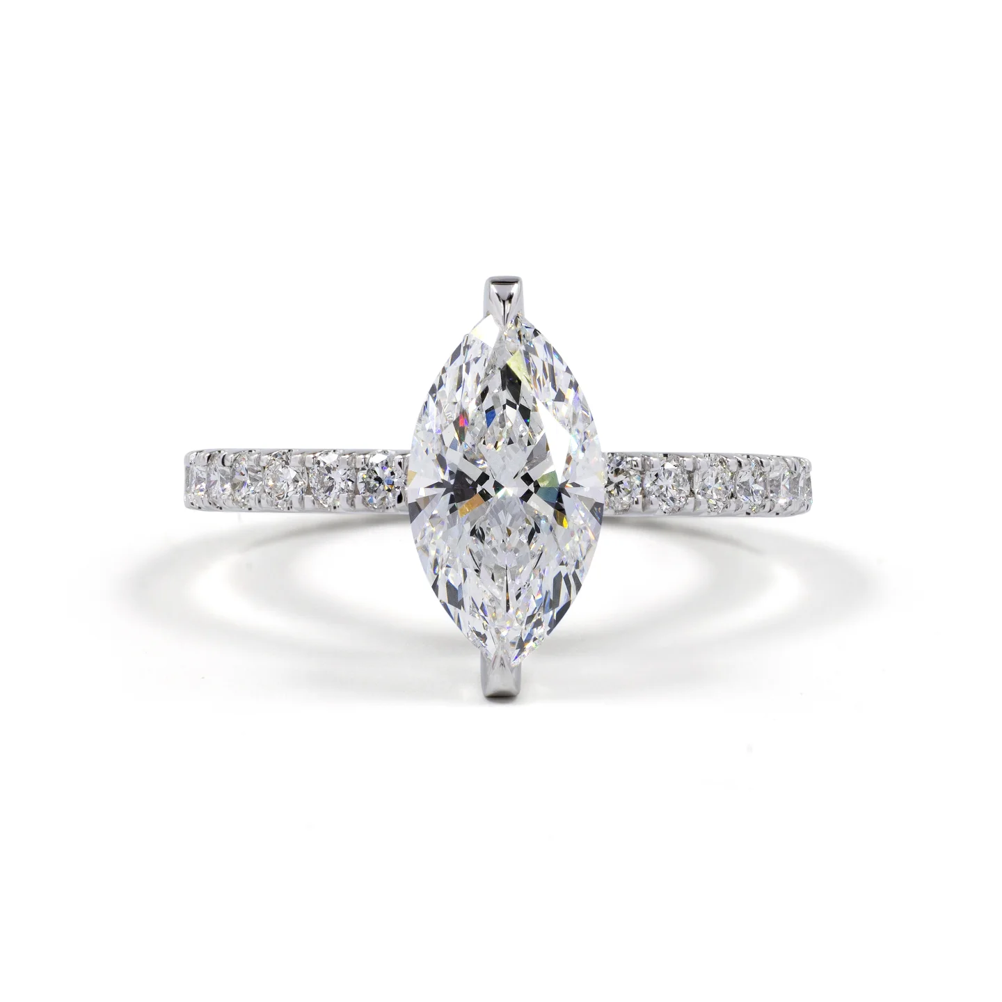 4.04 Cts 14k White Gold Marquise Shape Hidden Halo Ring