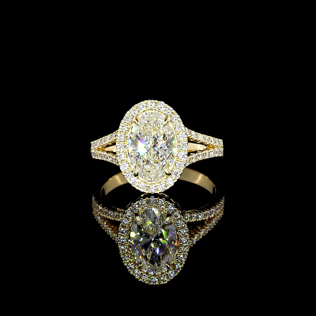 4.9 Cts 14k Yellow Gold Oval Shape Split Shank Ring