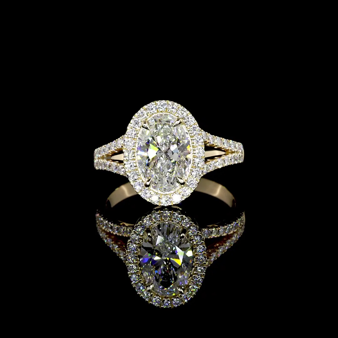 2.59 Cts 14k Yellow Gold Oval Shape Split Shank Ring