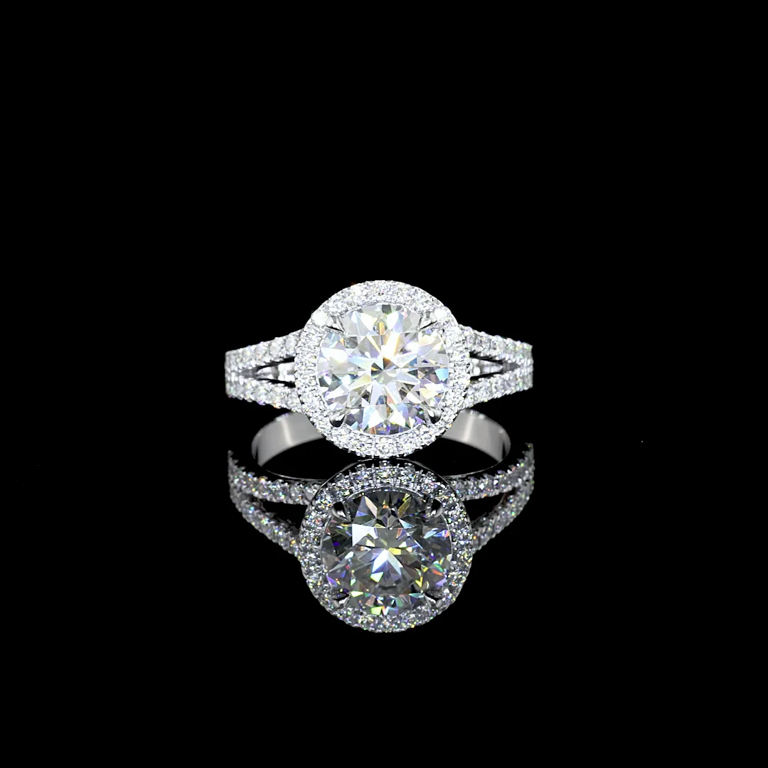 4.83 Cts 14k White Gold Round Shape Split Shank Ring