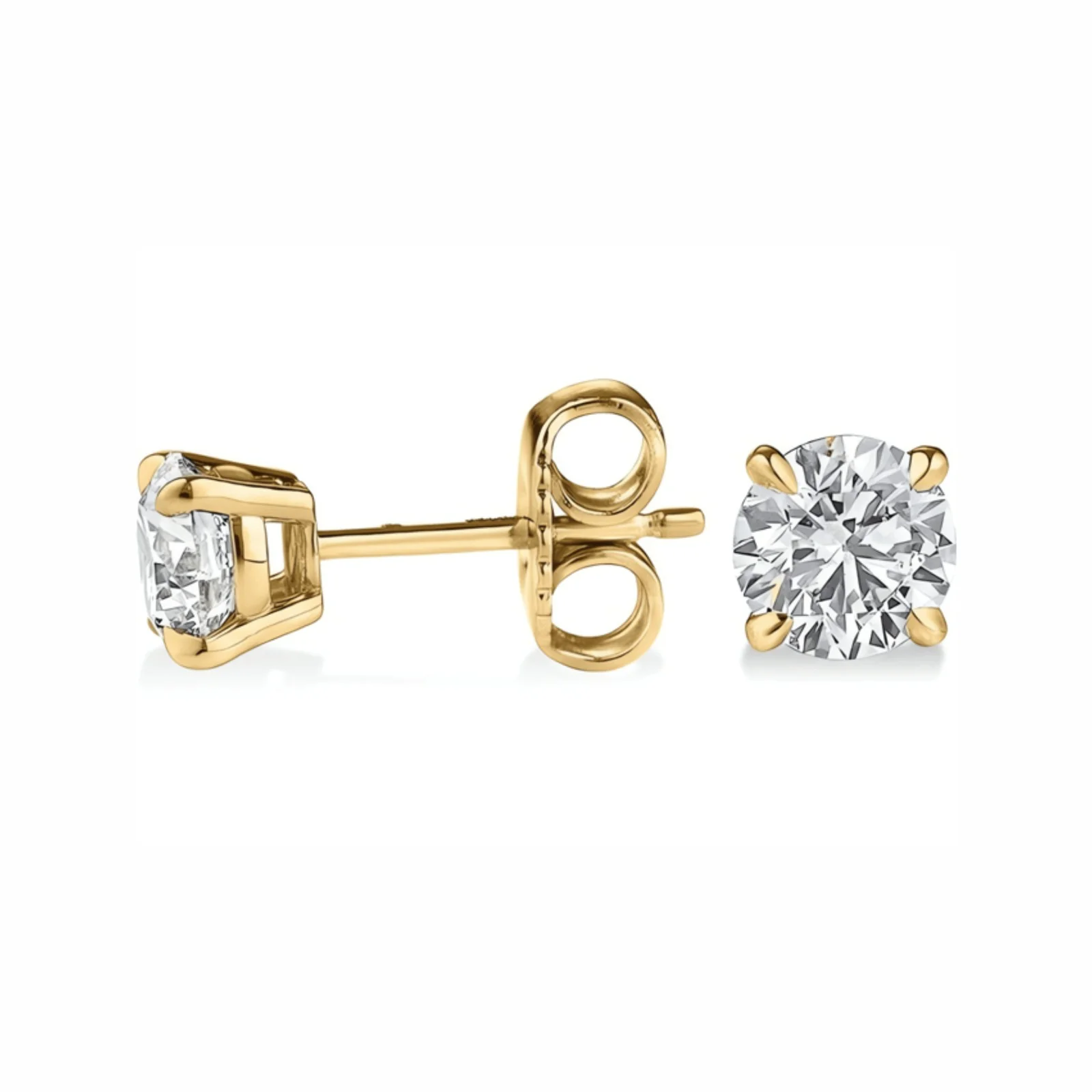 1.55 Cts 18k Yellow Gold Round Shape Studs Earring