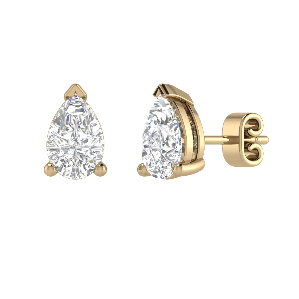 1.46 Cts 18k Yellow Gold Pear Shape Studs Earring