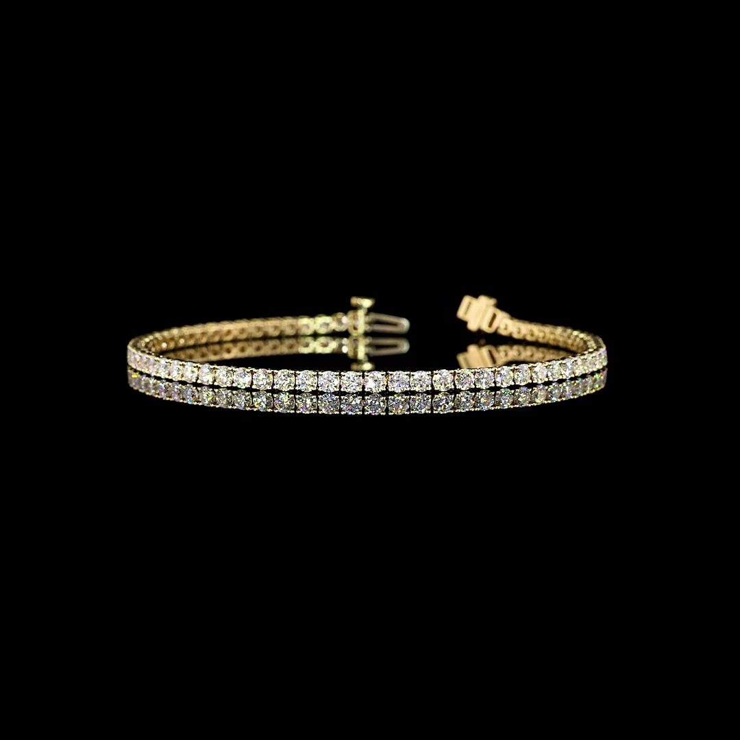 3.98 Cts 14k Yellow Gold Round Shape Tennis Bracelet