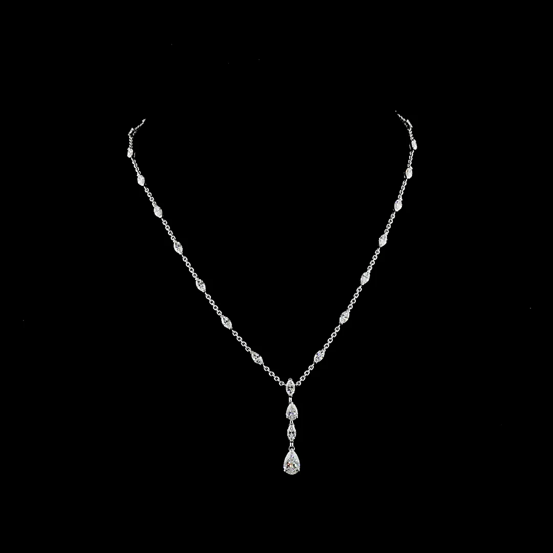 5.19 Cts 14k White Gold Mix Shape Special Necklace