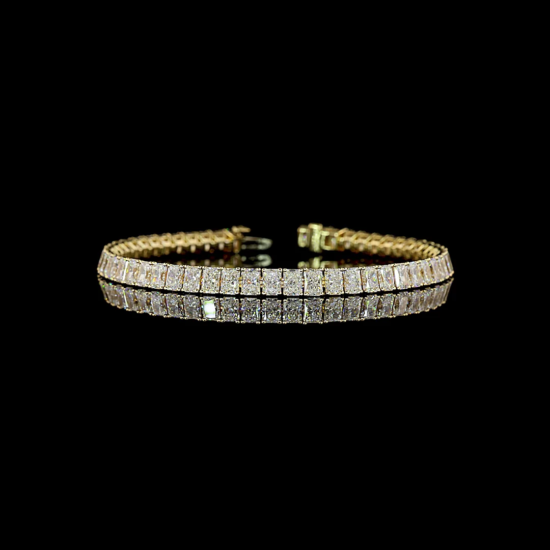 12.14 Cts 14k Yellow Gold Radiant Shape Tennis Bracelet