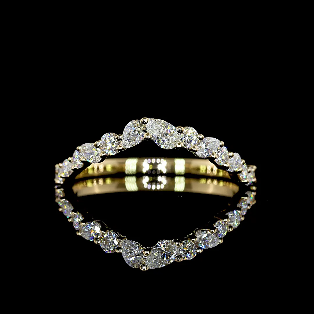 0.45 Cts 14k Yellow Gold Mix Shape Half Eternity Eternity Band