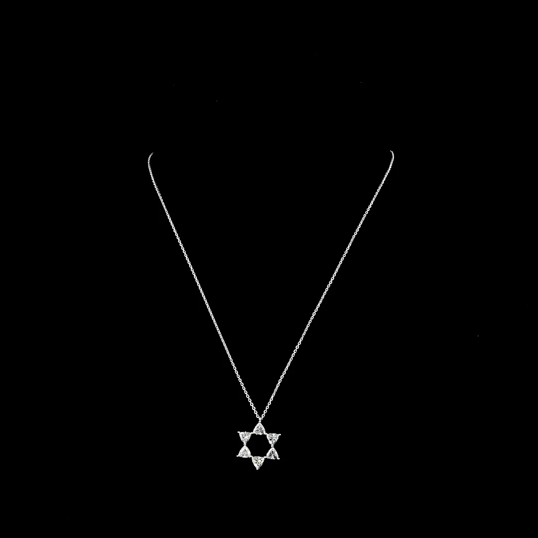 1.89 Cts 14k White Gold Triangle Shape Pendant Pendant