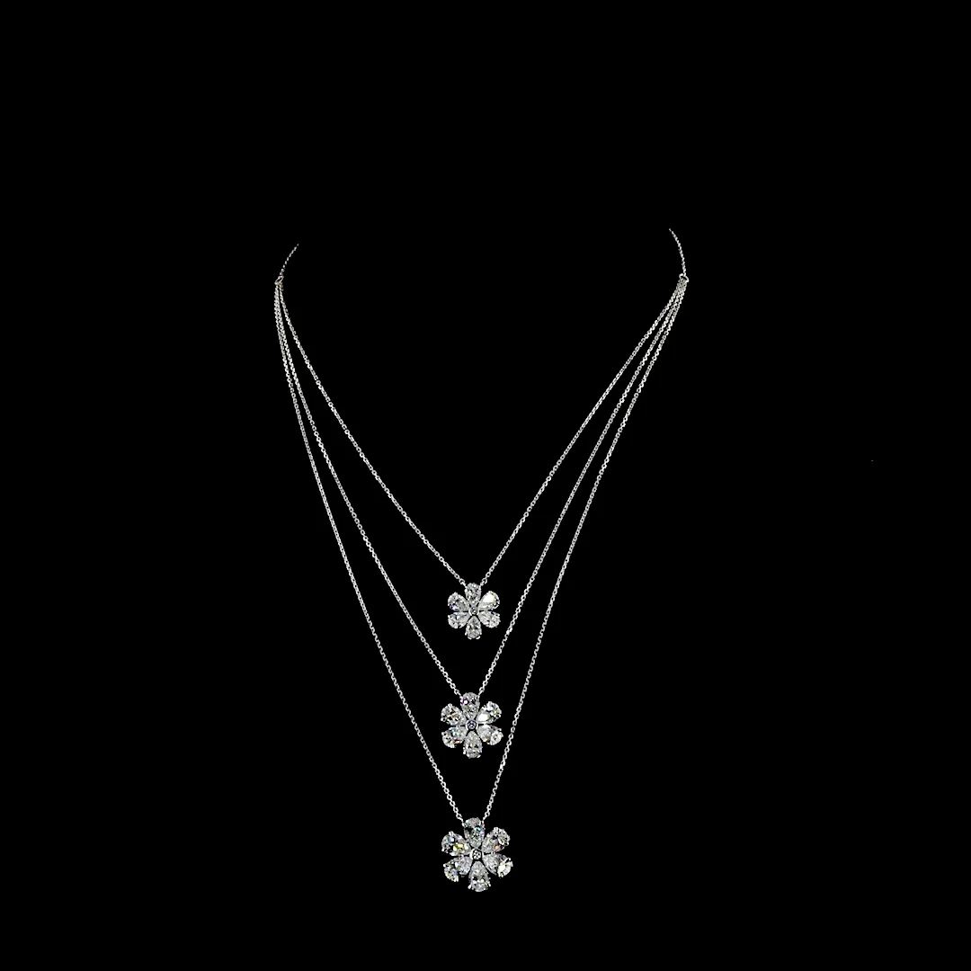 9.33 Cts 14k White Gold Mix Shape Special Necklace
