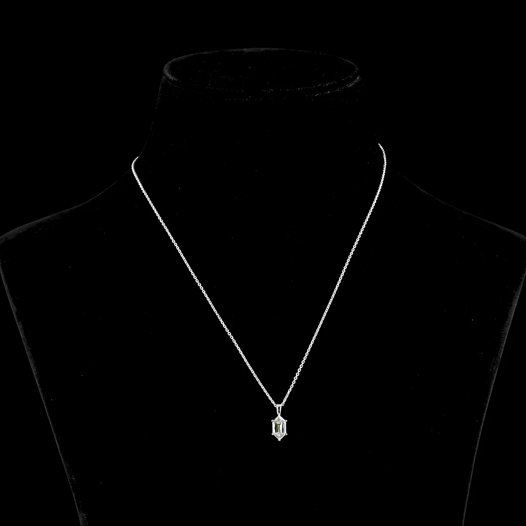 1.06 Cts 14k White Gold Step Marquise Shape Solitaire Pendant