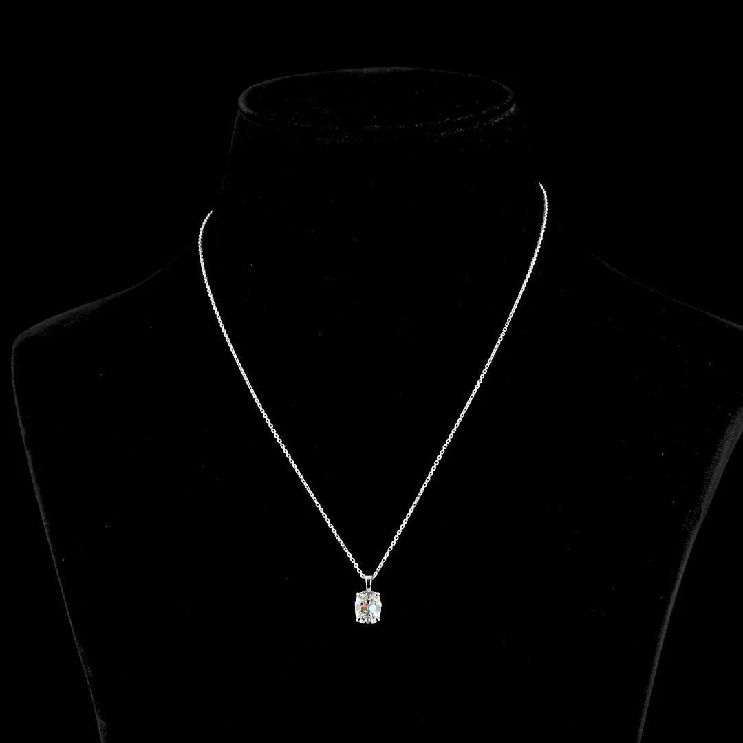1.9 Cts 14k White Gold Antique Cushion Shape Solitaire Pendant