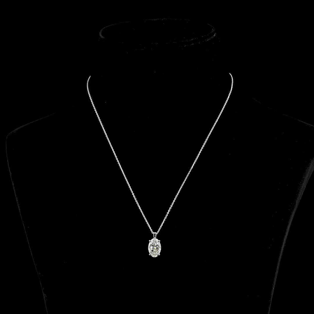 2.9 Cts 14k White Gold Oval Shape Solitaire Pendant