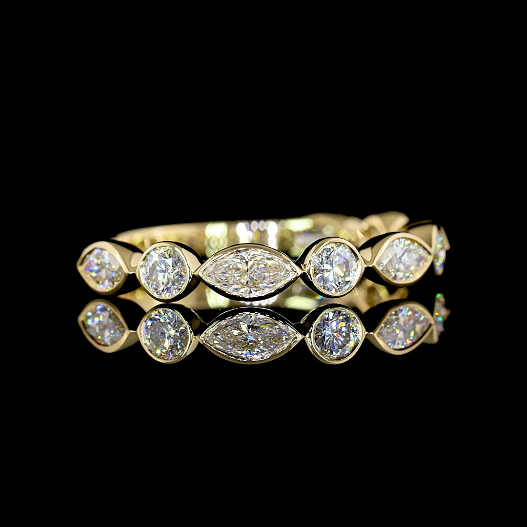 0.83 Cts 14k Yellow Gold Mix Shape 3/4 Band Eternity Band