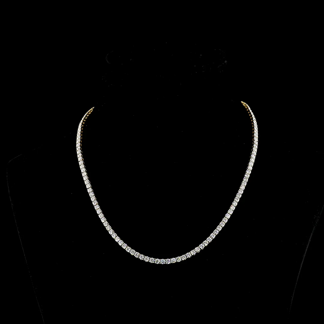 13.9 Cts 14k Yellow Gold Round Shape Tennis Necklace