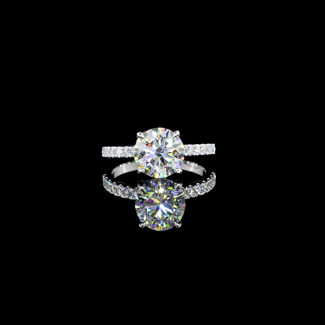 2.46 Cts 14k White Gold Round Shape Hidden Halo Ring