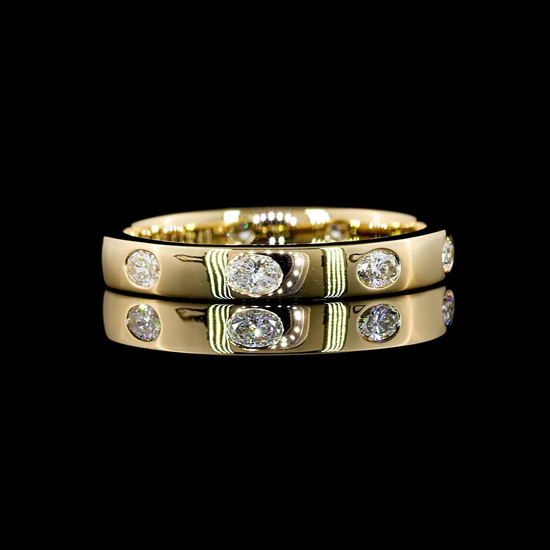 0.4 Cts 14k Yellow Gold Oval Shape 3/4 Band Eternity Band