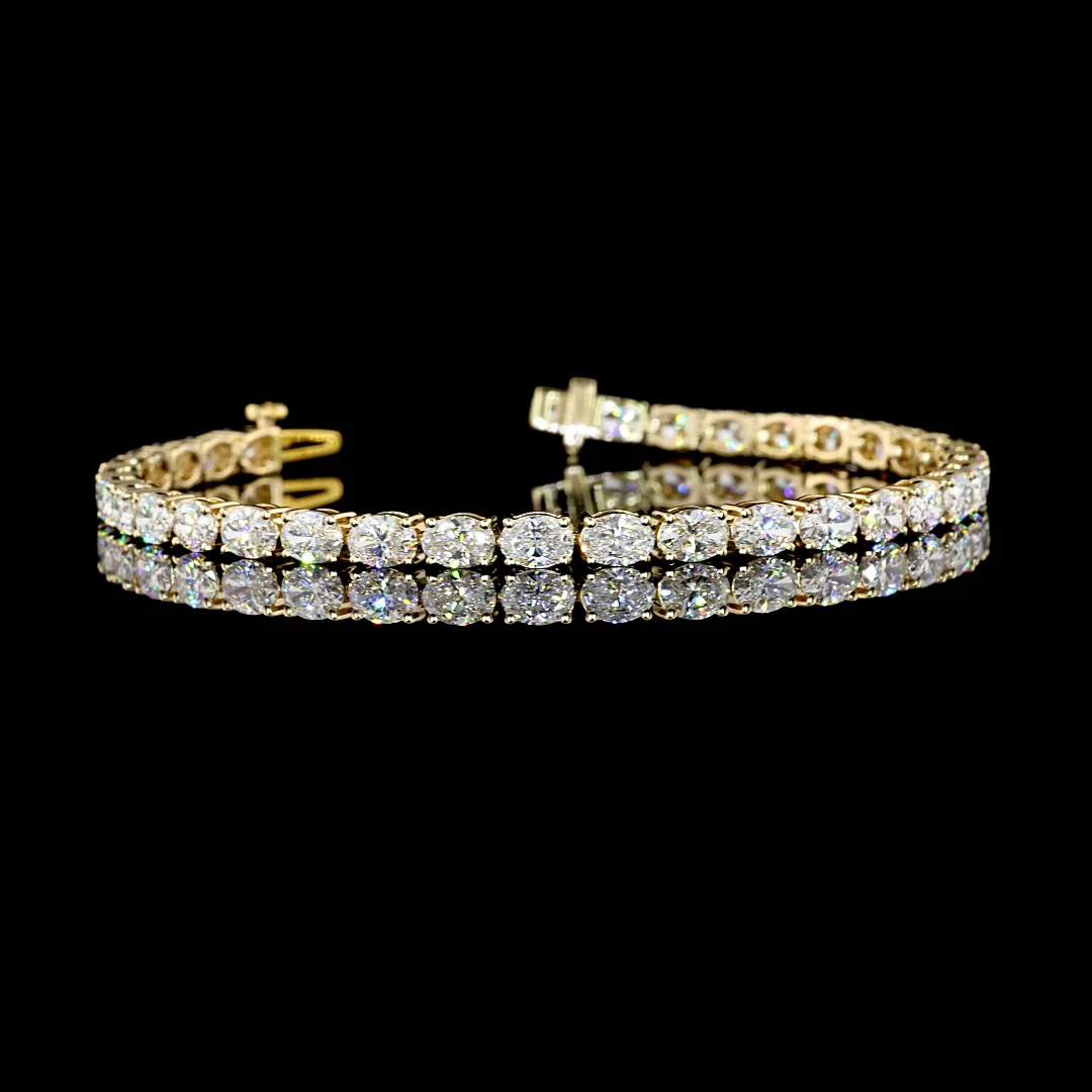 7.34 Cts 14k Yellow Gold Oval Shape Tennis Bracelet