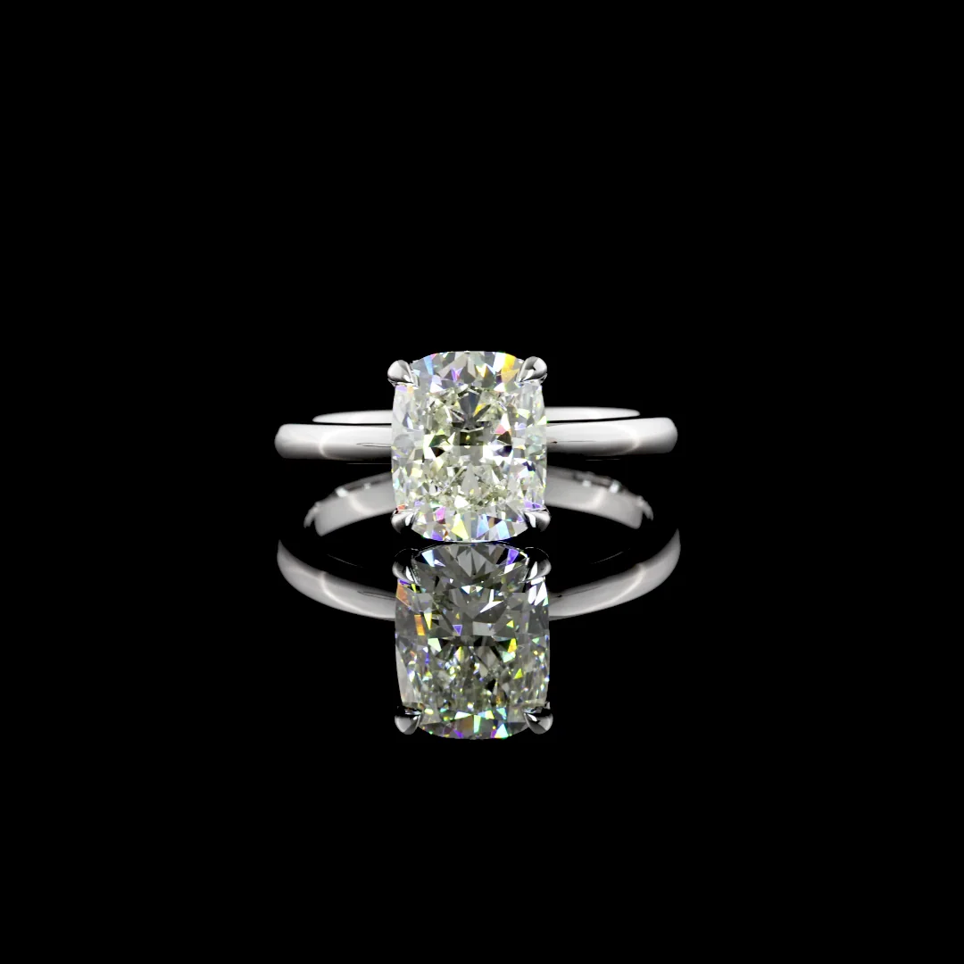 2.09 Cts 14k White Gold Cushion Modified Shape Solitaire Ring