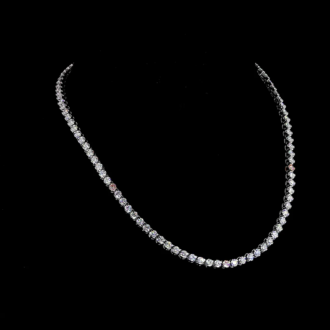 10.65 Cts 14k Two Tone Round Shape Tennis Necklace