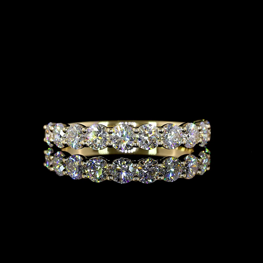 0.99 Cts 14k Yellow Gold Round Shape Half Eternity Eternity Band