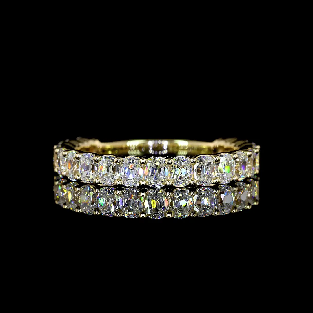1.54 Cts 14k Yellow Gold Antique Cushion Shape 3/4 Band Eternity Band