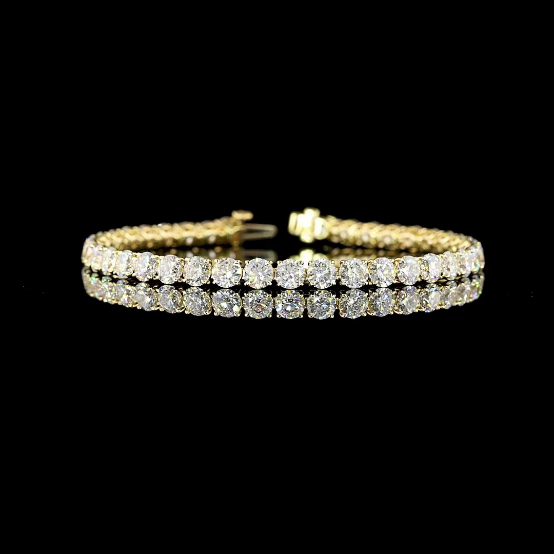 12.77 Cts 14k Yellow Gold Round Shape Tennis Bracelet