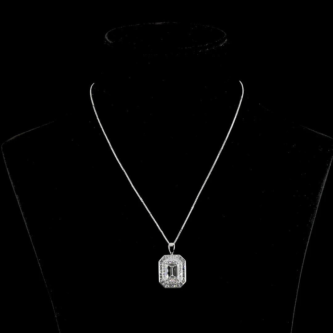 6.57 Cts 9k White Gold - 14k White Gold Mix Shape Double Halo Pendant