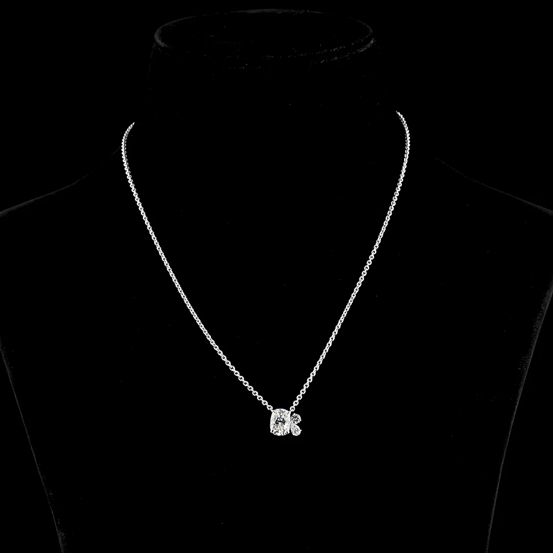 2.18 Cts 14k White Gold Mix Shape Pendant Pendant