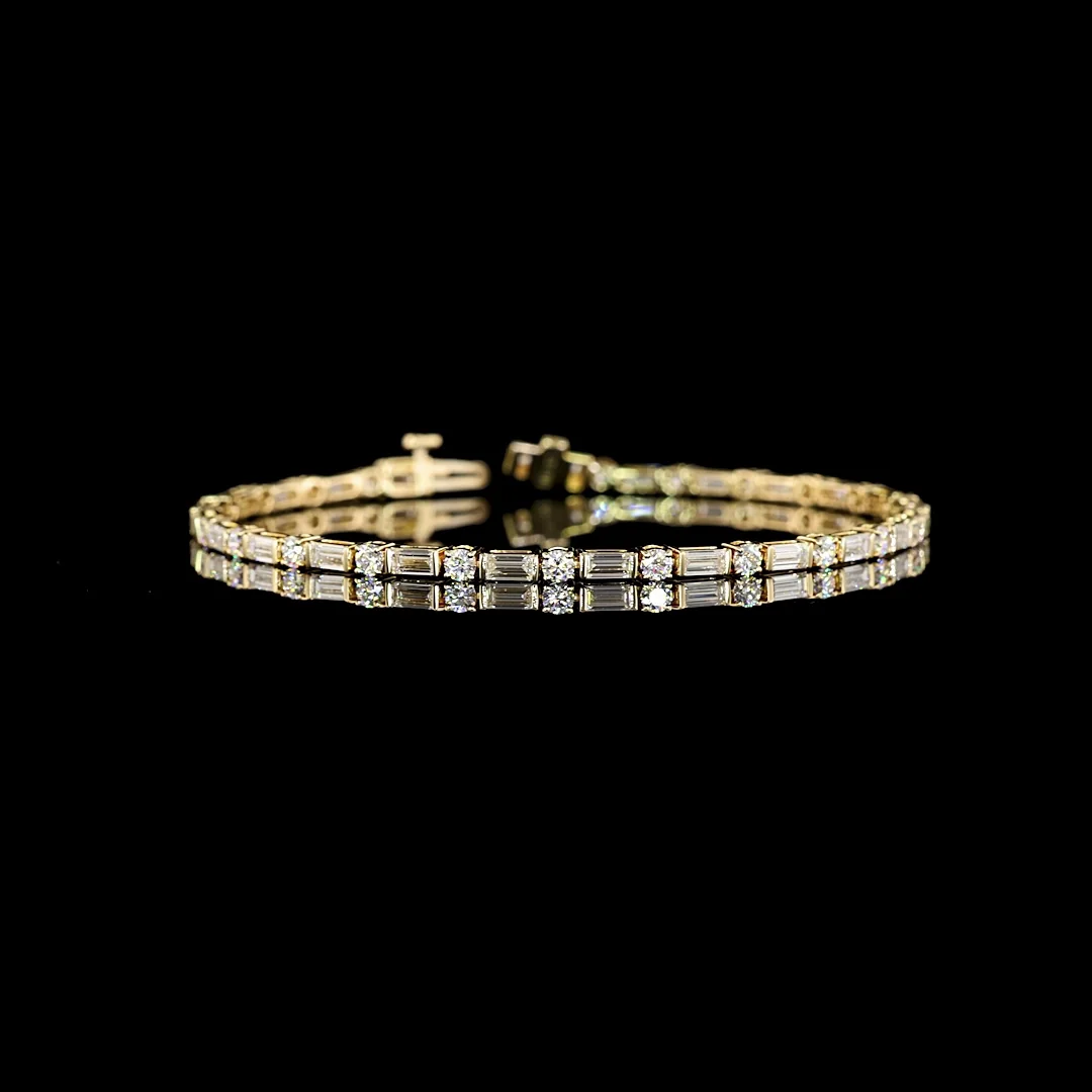 4.03 Cts 14k Yellow Gold Mix Shape Tennis Bracelet