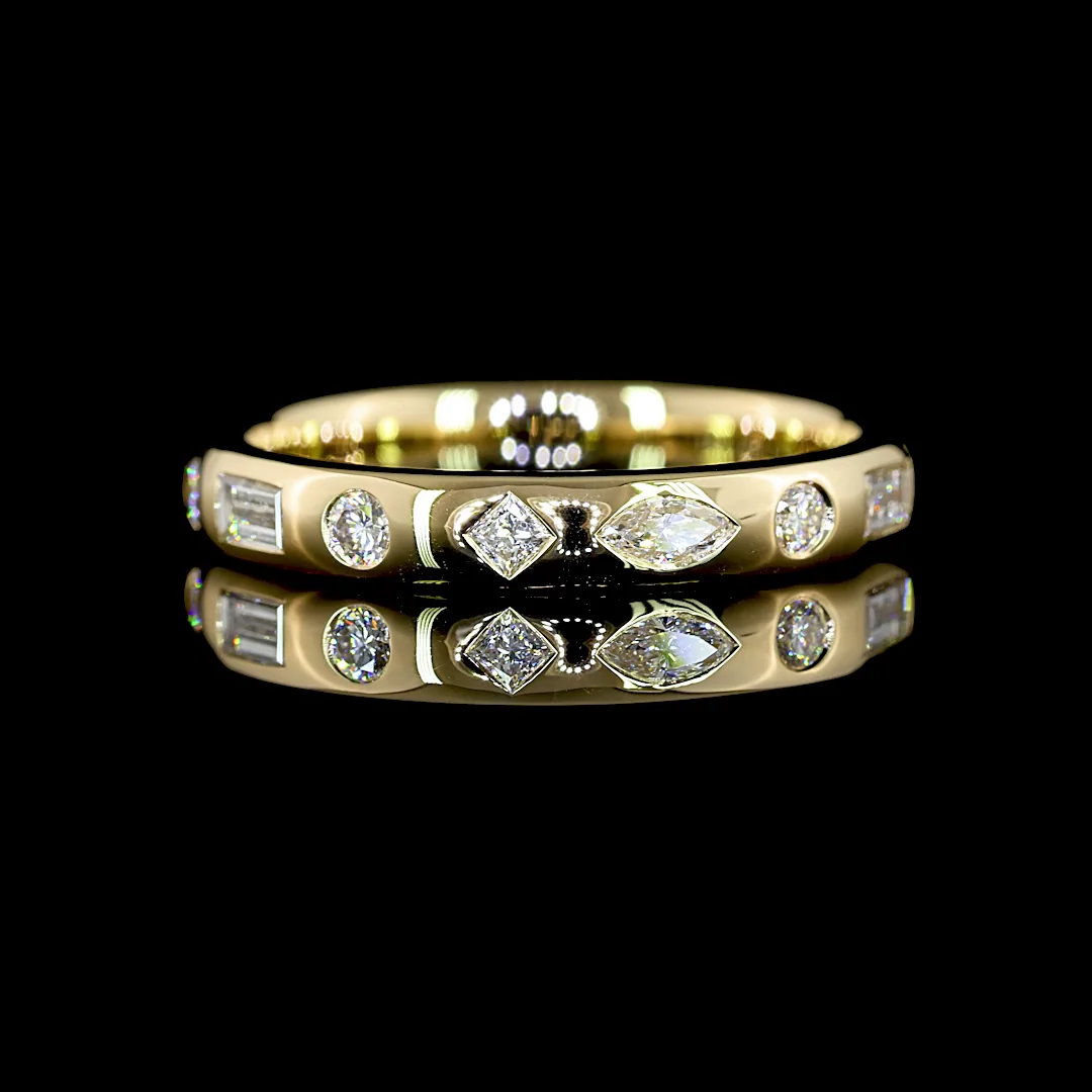 0.75 Cts 14k Yellow Gold Mix Shape Eternity Band Eternity Band