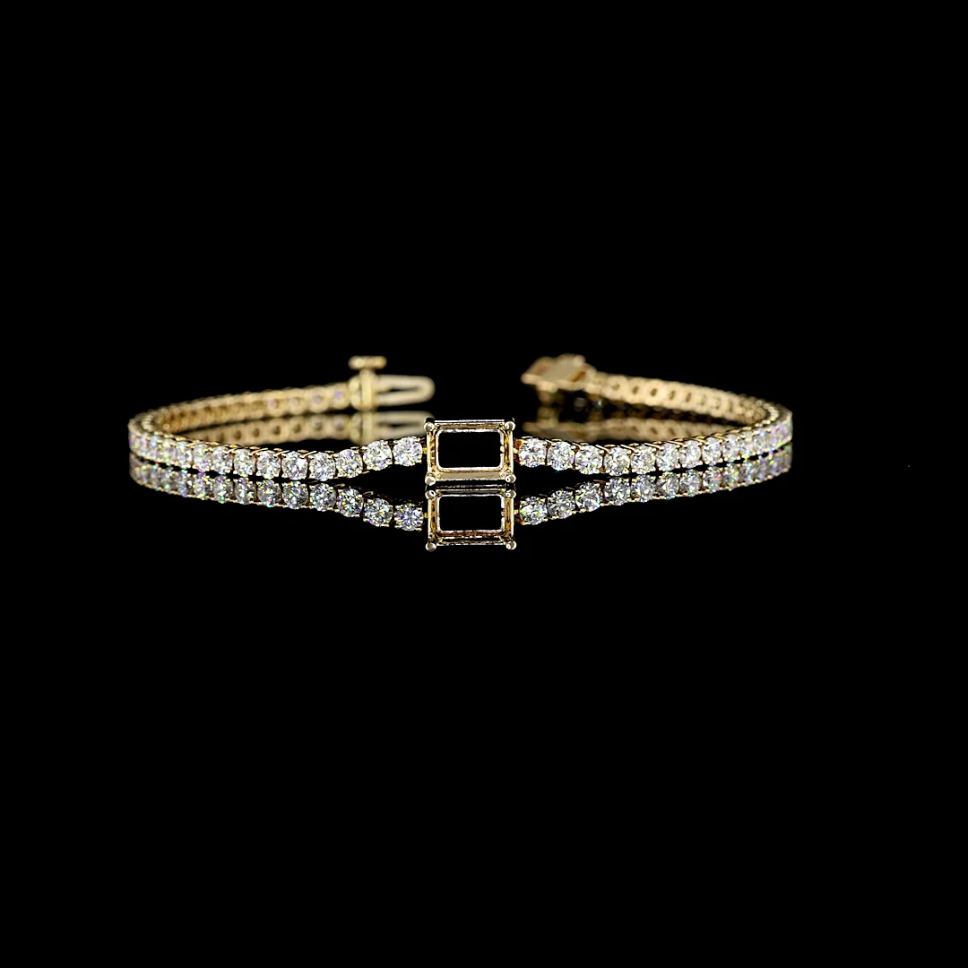 4.83 Cts 14k Yellow Gold Emerald Shape Station Line Tennis Bracelet