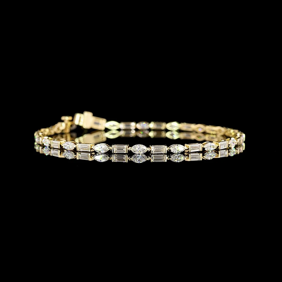 3.61 Cts 14k Yellow Gold Mix Shape Tennis Bracelet