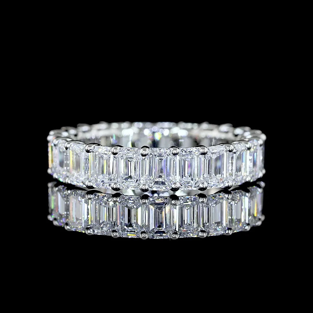 3.5 Cts Platinum Emerald Shape Eternity Band Eternity Band