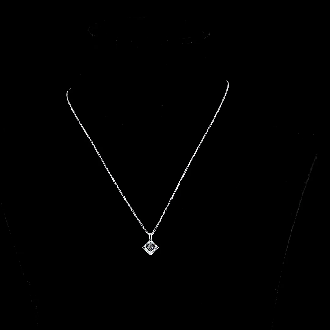 2 Cts 14k White Gold Asscher Shape Solitaire Pendant