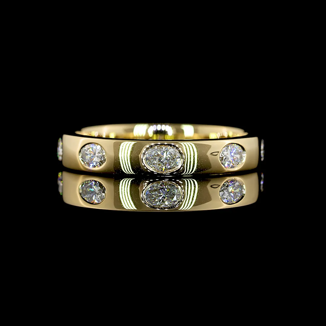 0.59 Cts 14k Yellow Gold Oval Shape 7 Stones Eternity Band