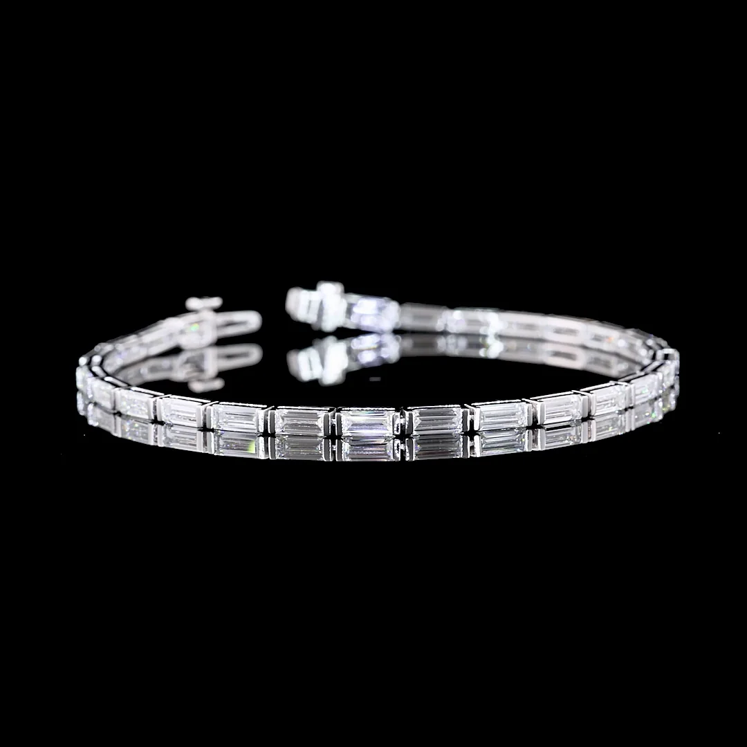 6.35 Cts 14k White Gold Baguette Shape Tennis Bracelet
