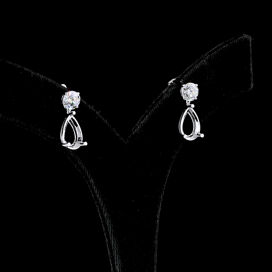 5.22 Cts 14k White Gold Pear Shape Hanging Earring
