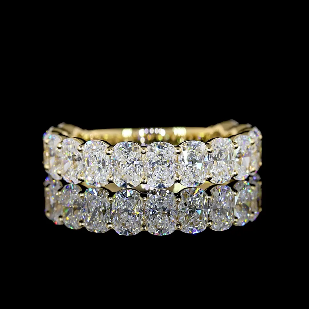 3.15 Cts 14k Yellow Gold Cushion Brilliant Shape 3/4 Band Eternity Band