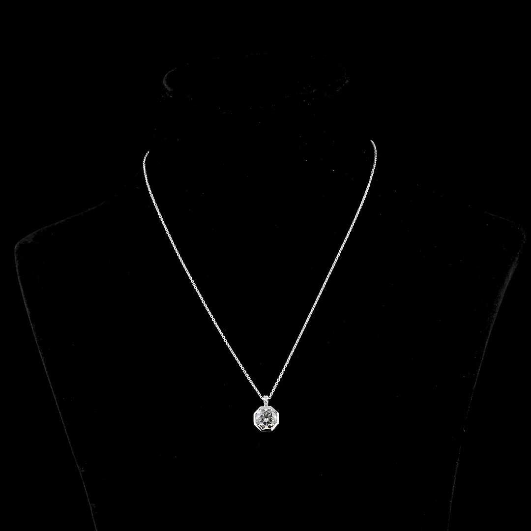 2.57 Cts 14k White Gold Octagon H&a Shape Pendant Pendant