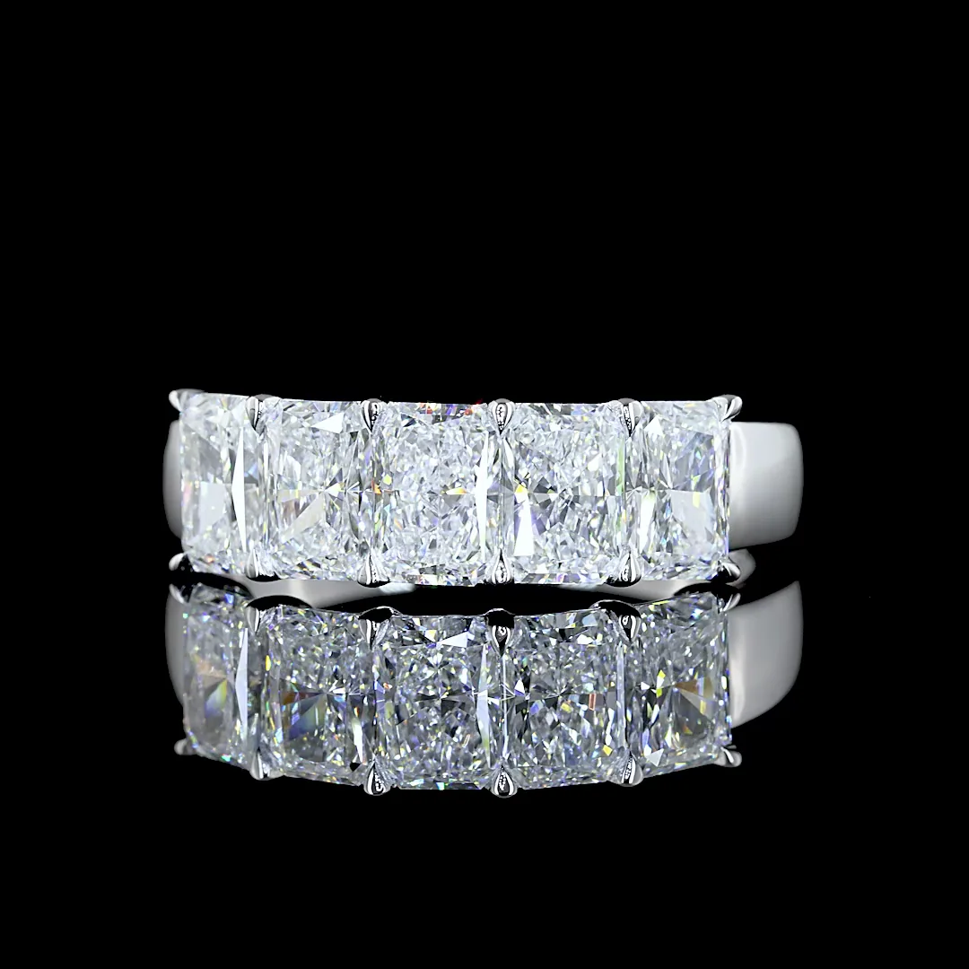 1.99 Cts 14k White Gold Radiant Shape 5 Stones Eternity Band