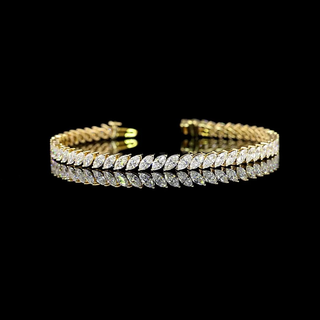 5.57 Cts 14k Yellow Gold Marquise Shape Tennis Bracelet