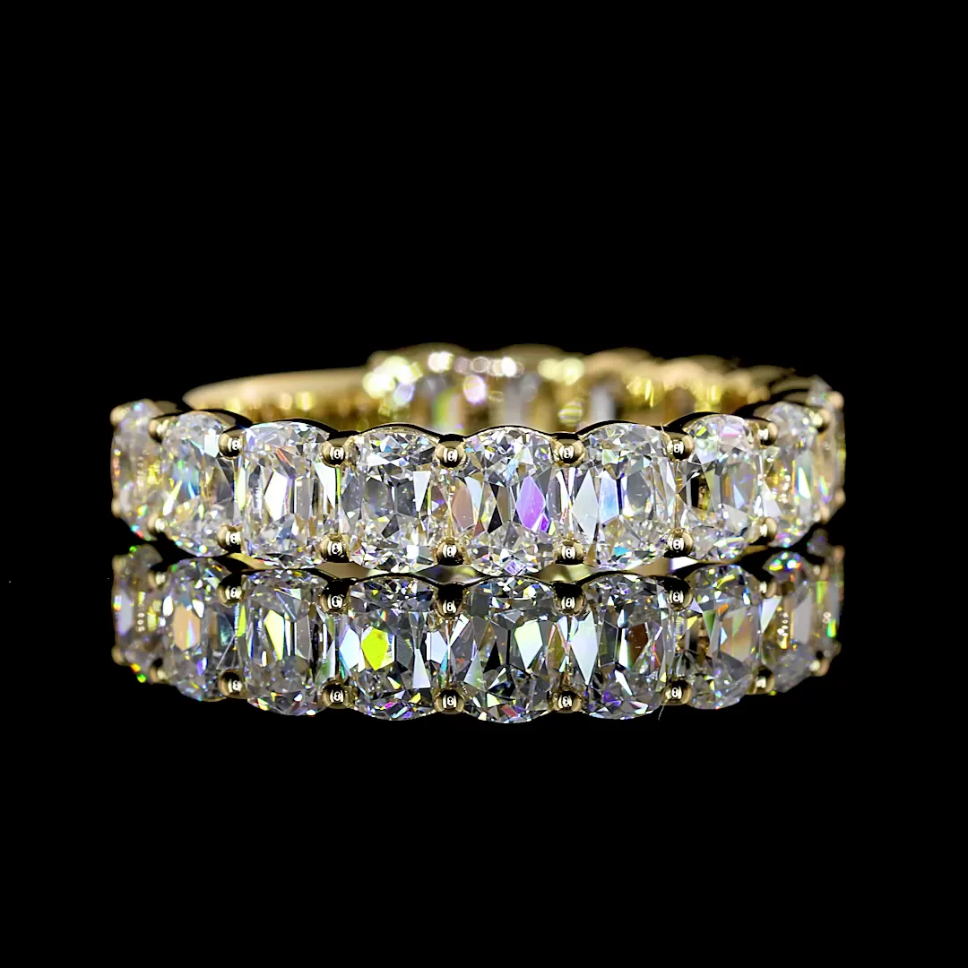 3.2 Cts 14k Yellow Gold Antique Cushion Shape 3/4 Band Eternity Band