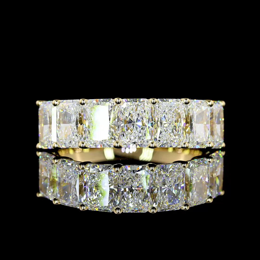 3.01 Cts 14k Yellow Gold Radiant Shape 7 Stones Eternity Band