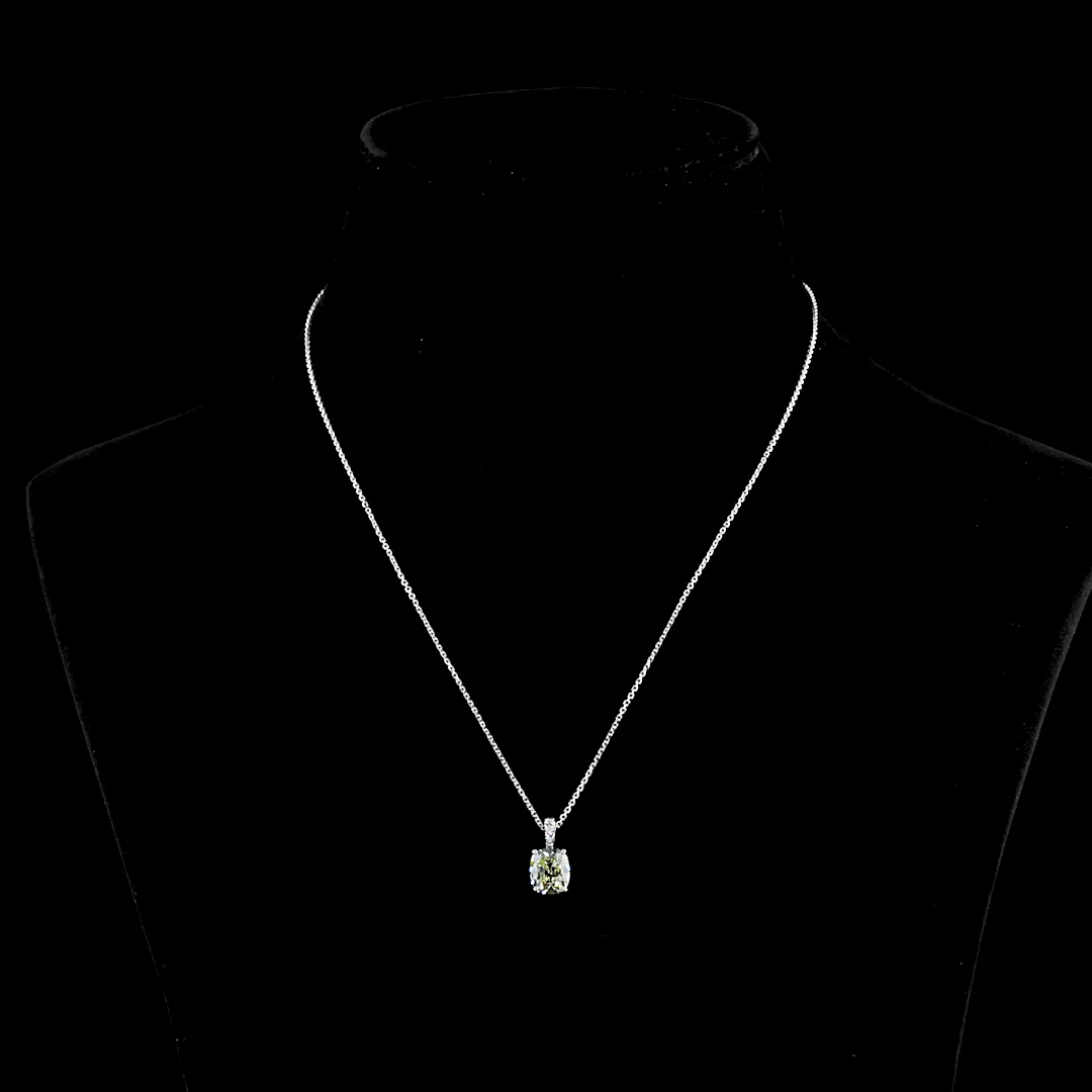 2.12 Cts 14k White Gold Antique Cushion Shape Pendant Pendant