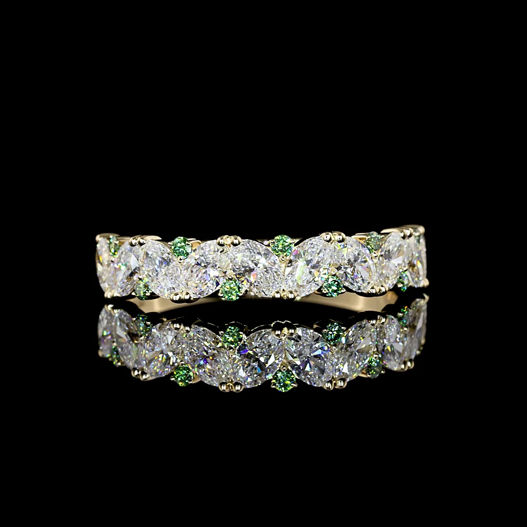 1.59 Cts 14k Yellow Gold Oval Shape Half Eternity Eternity Band