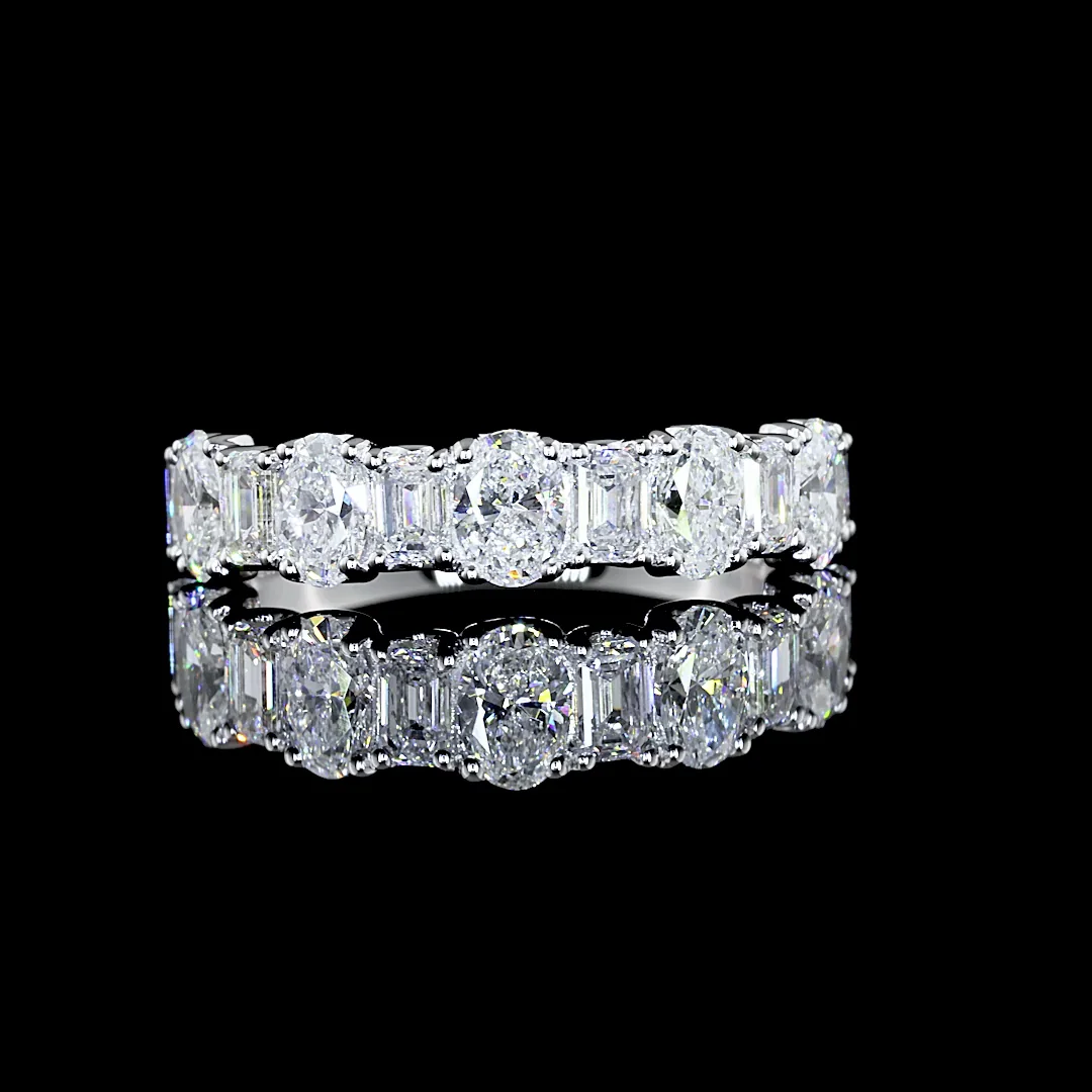 1.56 Cts 18k White Gold Mix Shape Half Eternity Eternity Band